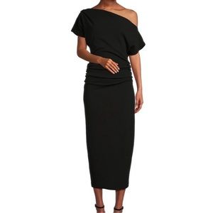 Gibson Latimer Asymmetric Off-the-Shoulder Short Sleeve Ruched Midi Dress XL NWT